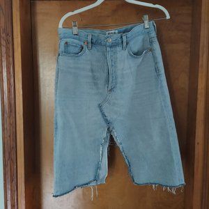 Agolde Light Wash Denim Distressed Skirt